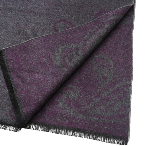 Eterna Grey and Purple Scarf closeup