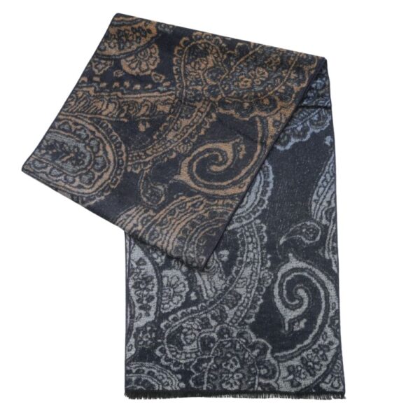 Eterna Mandala Black and Grey Silk Scarf 1