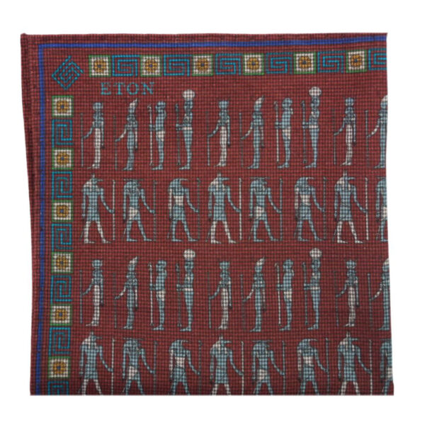 Eton Burgundy Pocket Square with Egypt Pattern