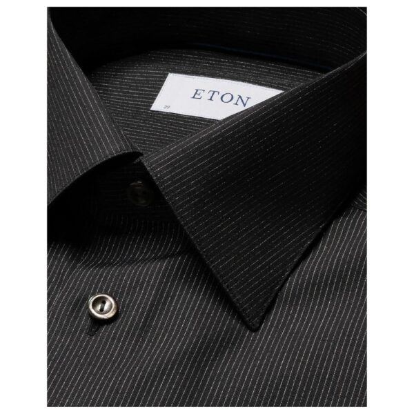 Eton Slim Black Glitter Striped Signature Poplin Tuxedo Shirt 1