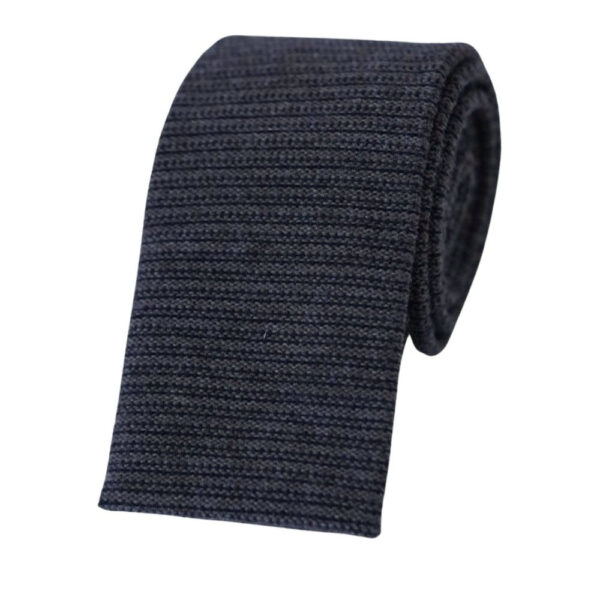 Fumagalli Dark Grey Knitted Wool Square Tie 2