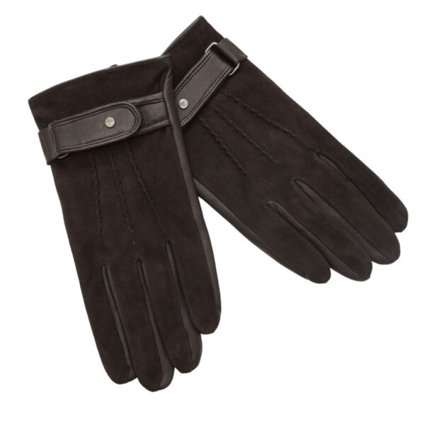 Fynch Hatton Bucksuede And Leather Dark Brown Gloves