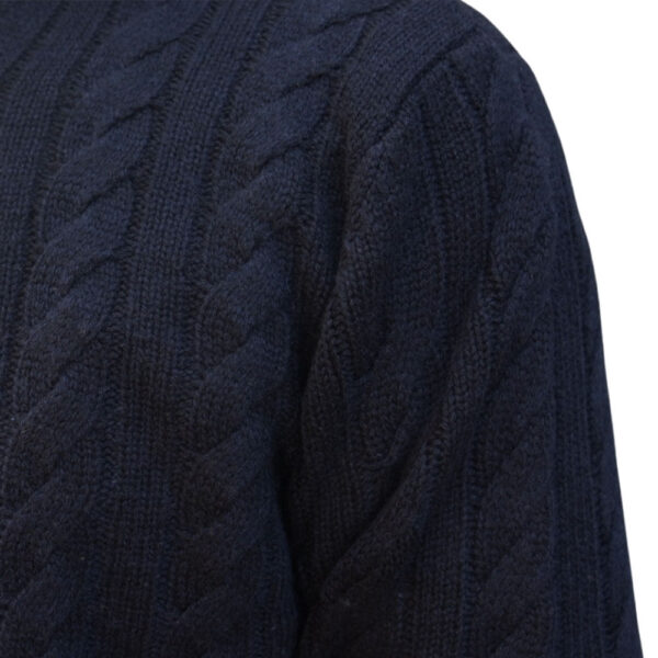 Fynch Hatton Crew Neck Navy Jumper detail