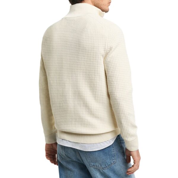 GANT Cotton Textured Cream Half Zip 2