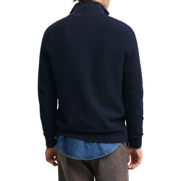 GANT Cotton Textured Navy Half Zip 2