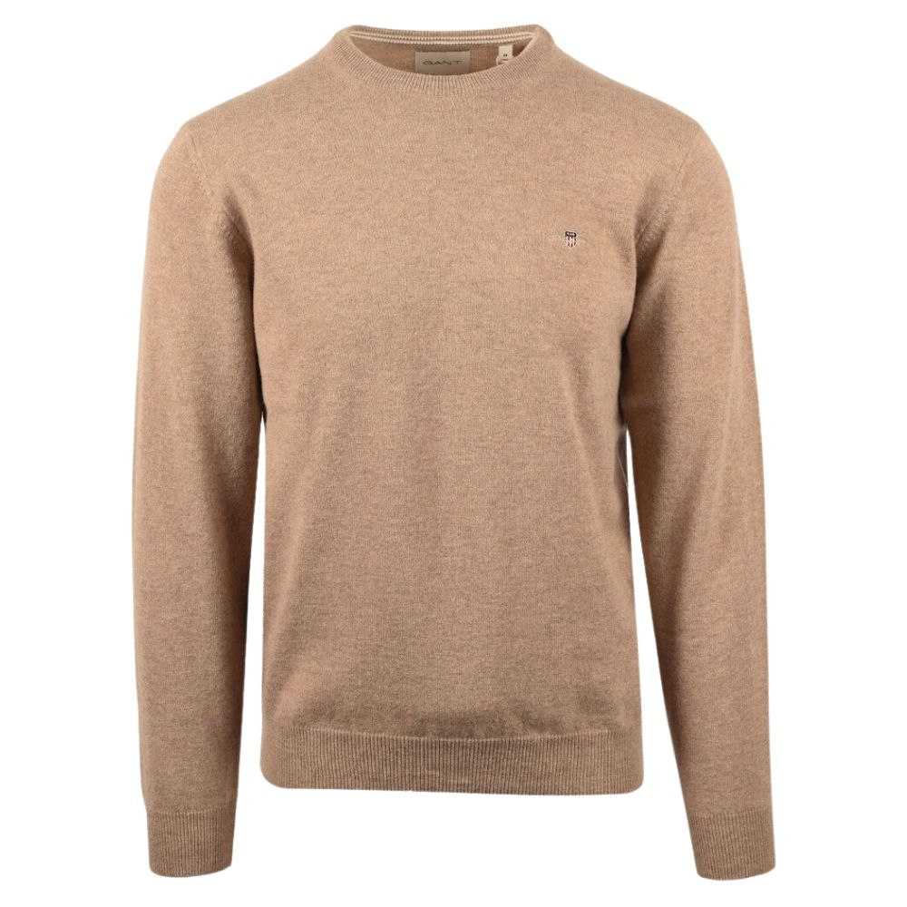 GANT Superfine Lambswool Sand Crew Neck Sweater 1 1