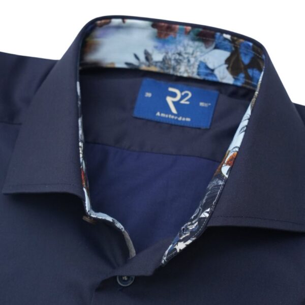 R2 Navy Shirt With Floral Collar 1