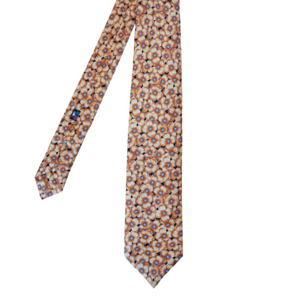 SILVIO FIORELLO Orange Floral Pattern Silk Tie 2