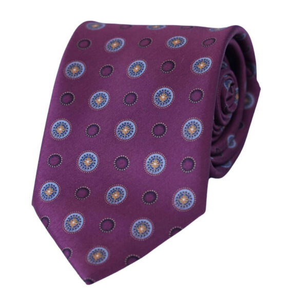 SILVIO FIORELLO Purple Floral Pattern Silk Tie