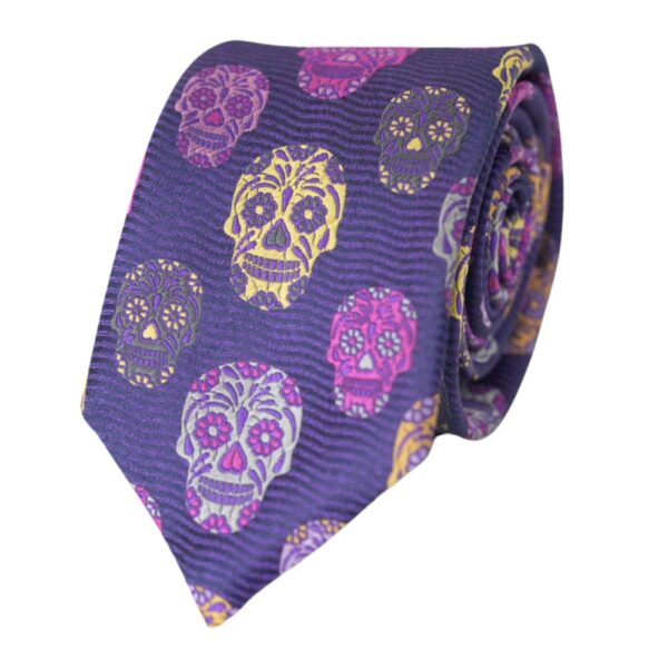 VAN BUCK Purple Skull Pattern Tie 2