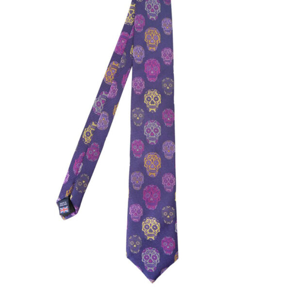 VAN BUCK Purple Skull Pattern Tie