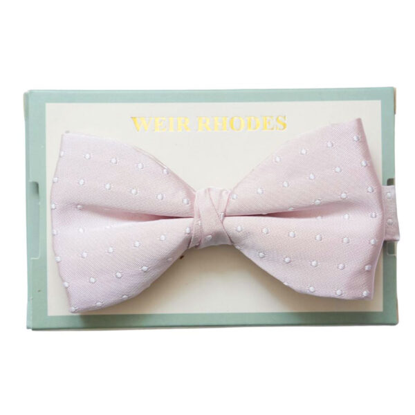 WARWICKS Pink Pre tied Bow Tie with White Polka Dot