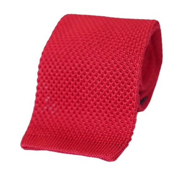 WARWICKS Pure Silk Red Knit Square Tie