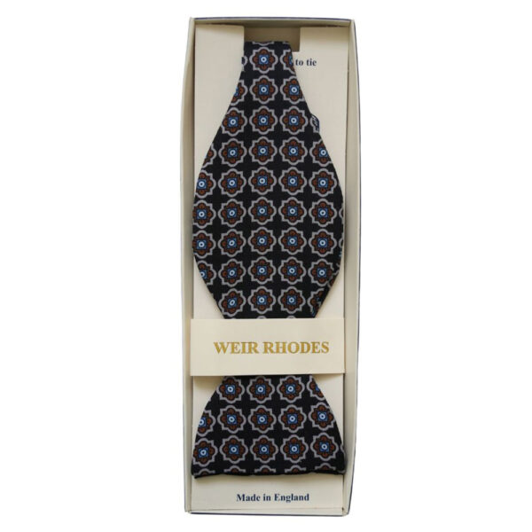 Warwick Black Bow Tie with Mosaic Pattern