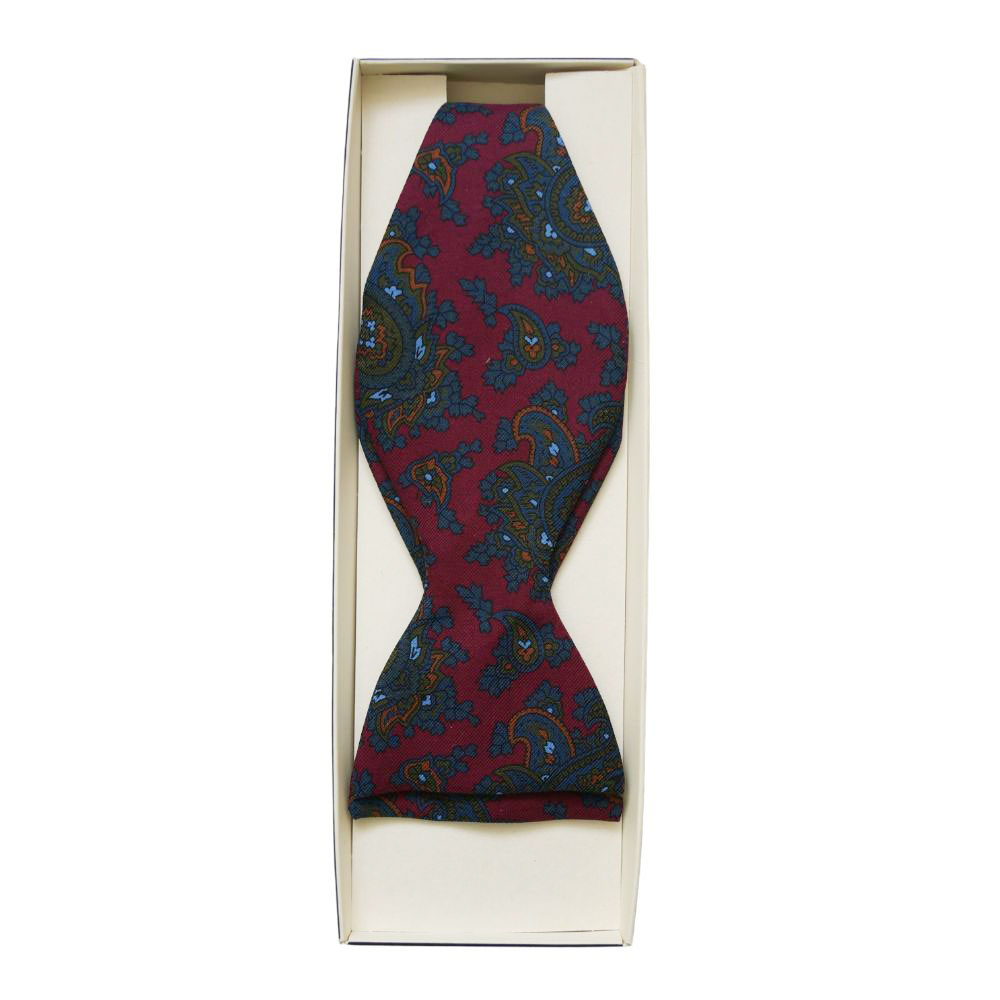 Warwicks Burgundy red Bow Tie with Paisley Pattern