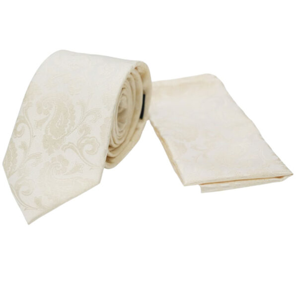 Warwicks ivory tie and pocketsquare set