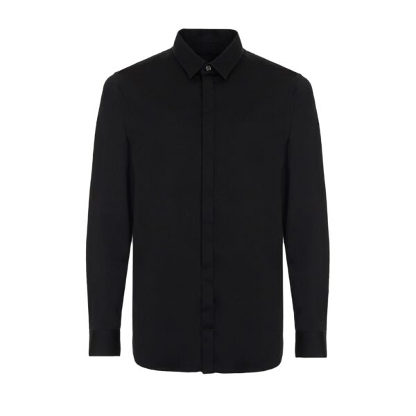 Armani Exchange Slim fit Stretch Satin Black Shirt