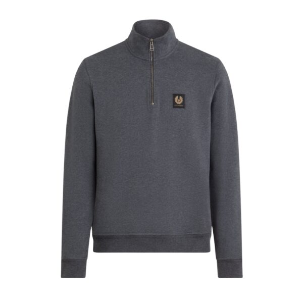 BELSTAFF Cotton Fleece Charcoal Heather Quarter Zip Sweatshirt