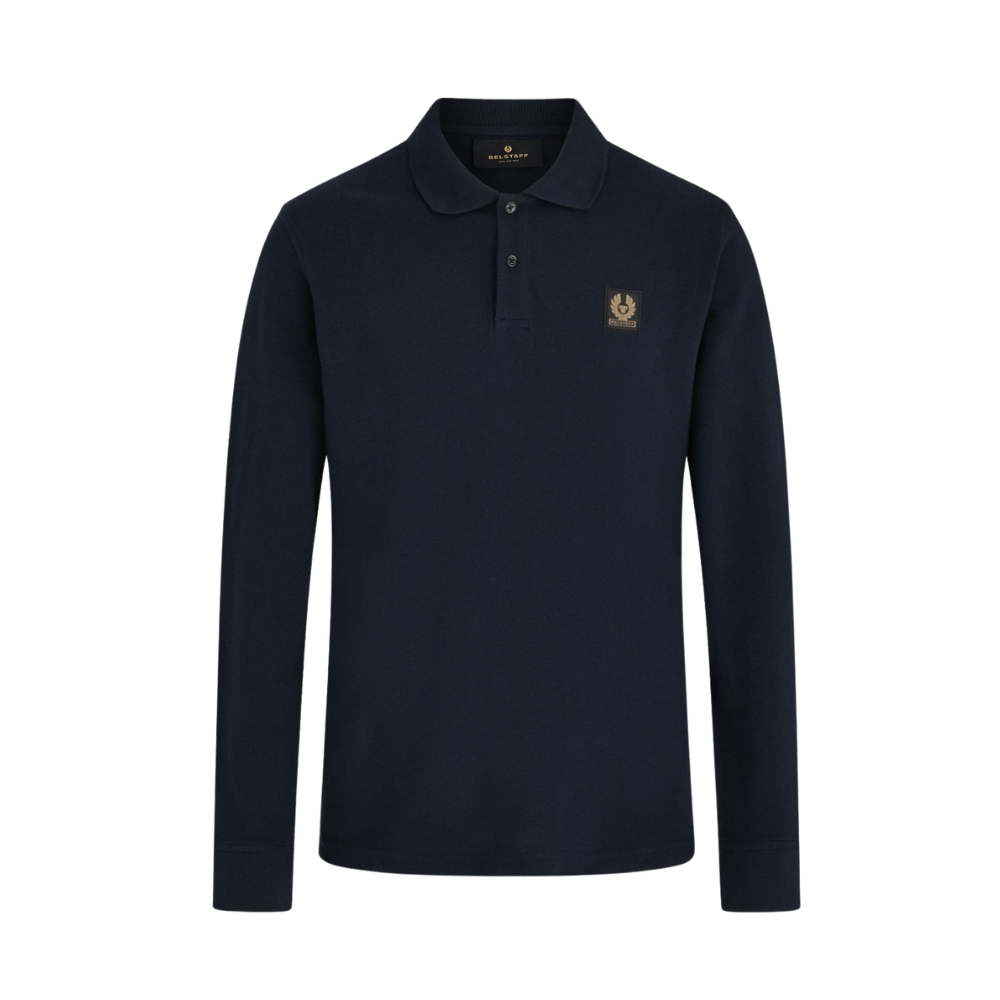 BELSTAFF Cotton Pique Dark Ink Long Sleeved Polo