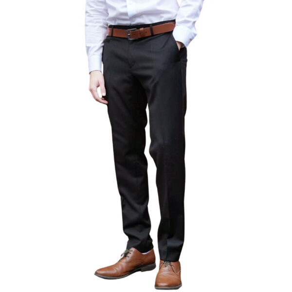 BOSS Genius Black Slim Fit Trousers in Stretch Wool side