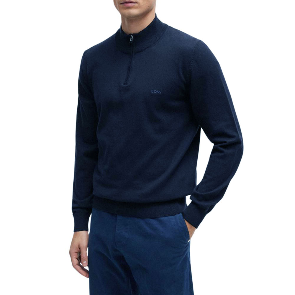 BOSS Navy Half zip jumper