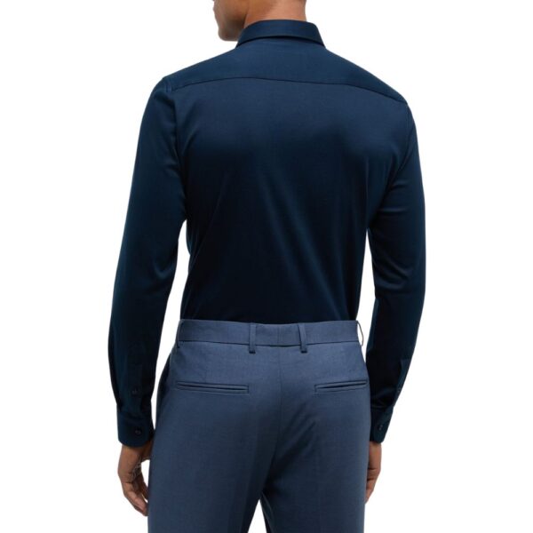 ETERNA Slim Fit 1863 Cotton Navy Super Stretch Shirt back