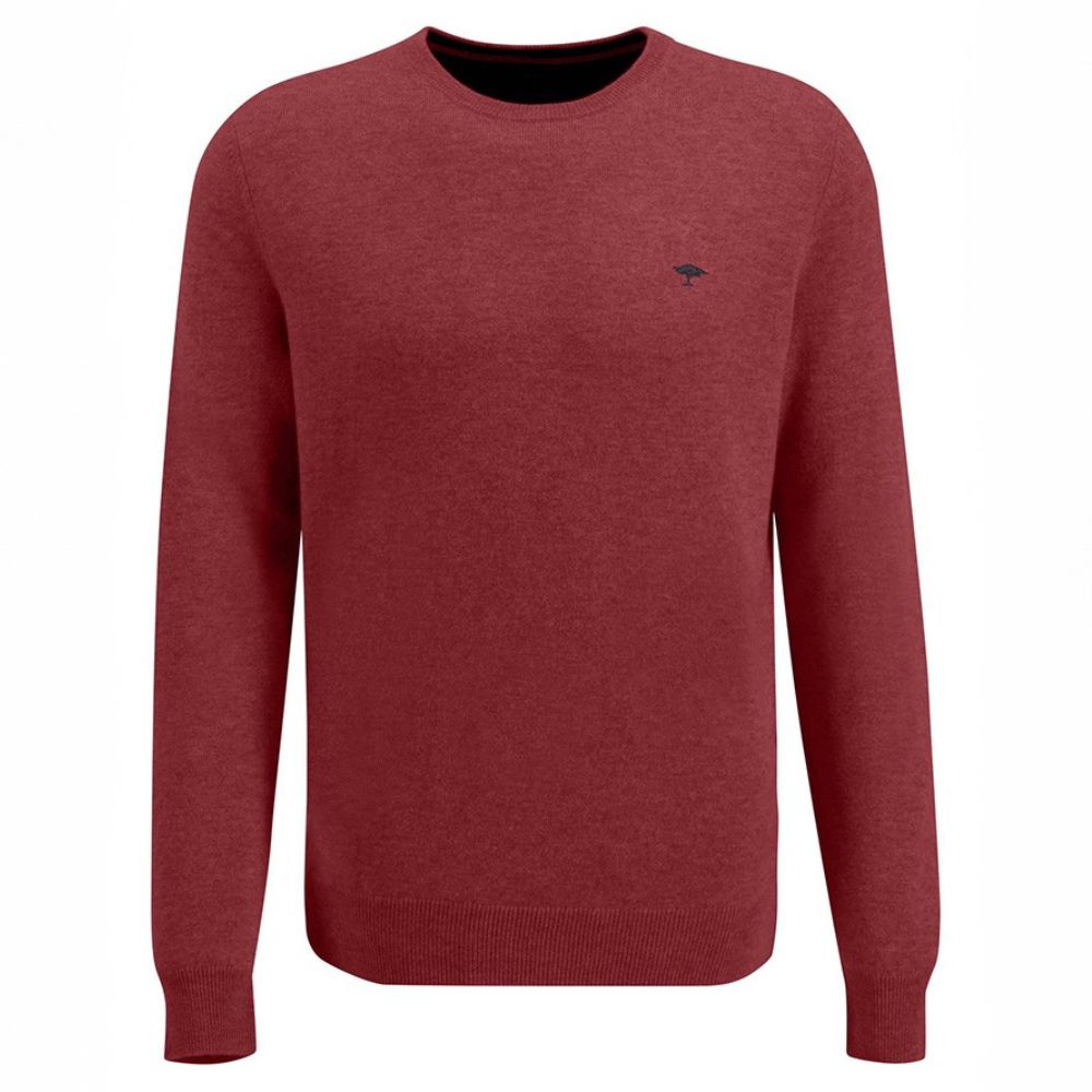 Fynch Hatton Merino Cashmere Red Crew Neck Jumper