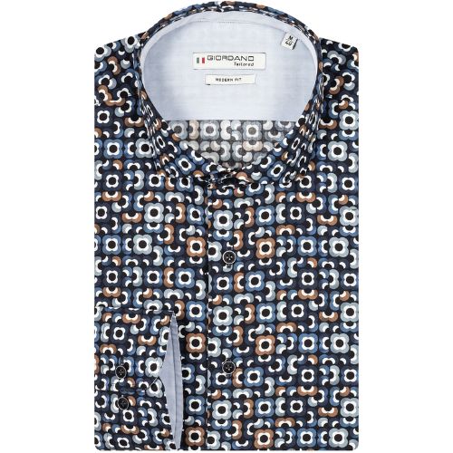 Giordano Multi Coloured Floral Print Cutaway Navy Shirt