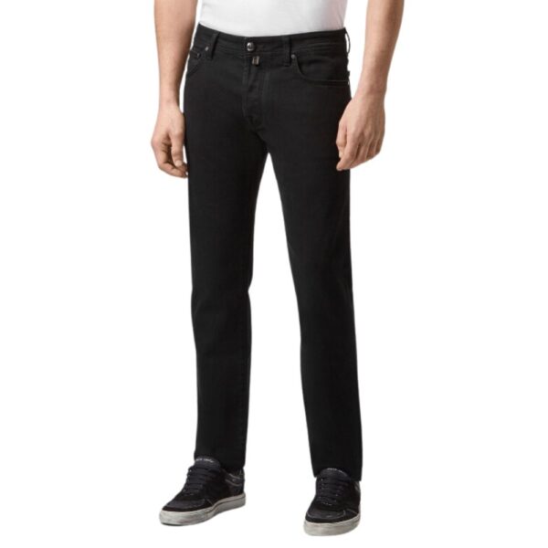 Jacob Cohen Bard Horse Hair Badge Solid Black Denim Jeans