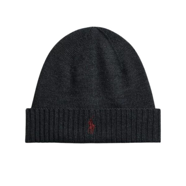 POLO RALPH LAUREN Signature Pony Wool Dark Granite Heather Beanie