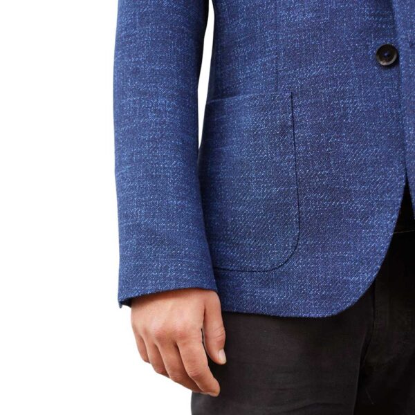 Paoloni Blue Contemporary Fit Grained Jacket pocket detail