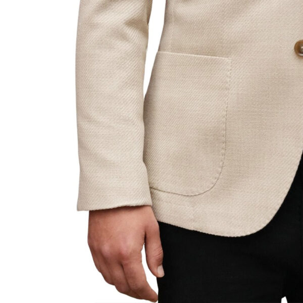 Paoloni Virgin Wool and Cotton Twill Contemporary Fit Stone Jacket pocket detail