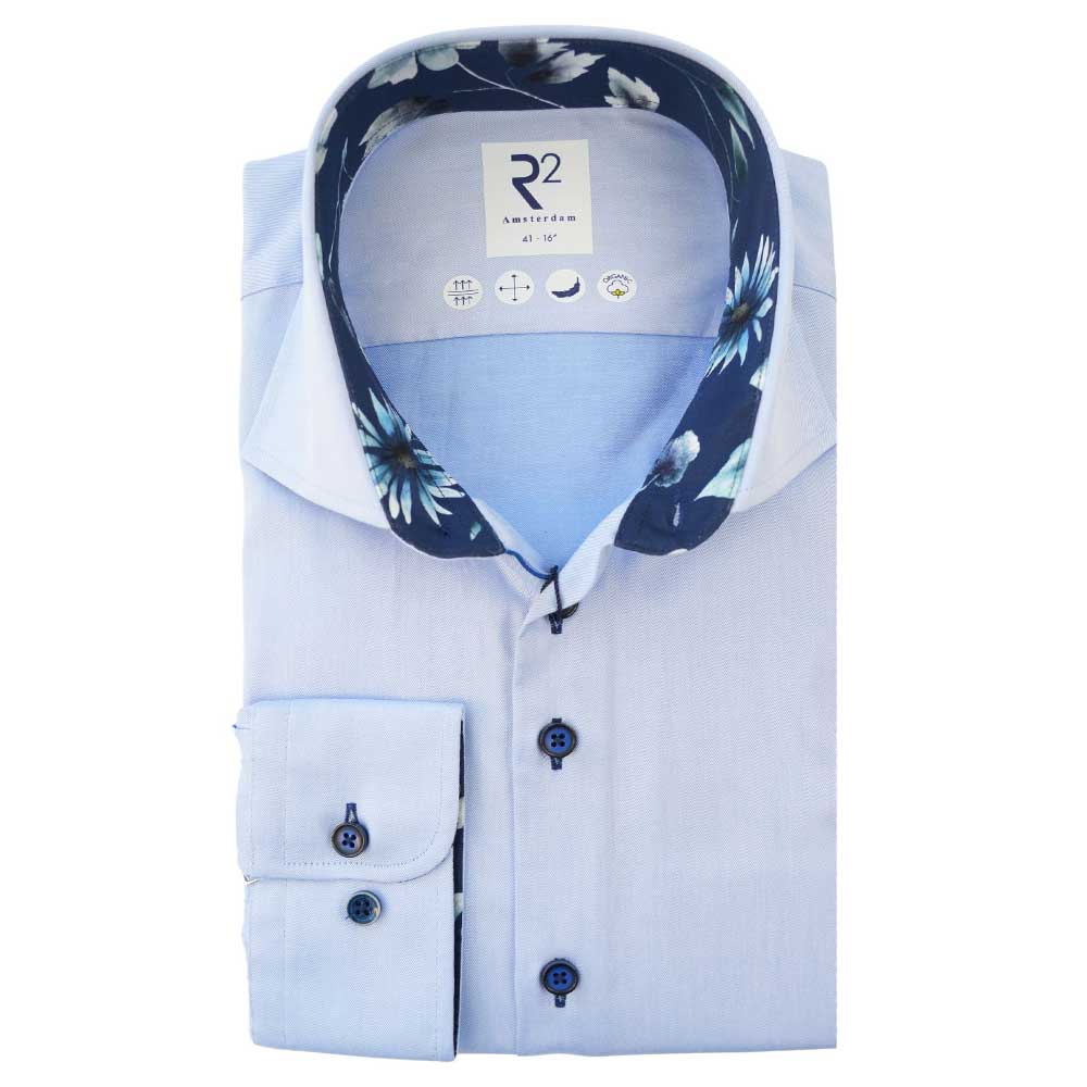 R2 Light Blue Shirt with Leaf Trim Detail