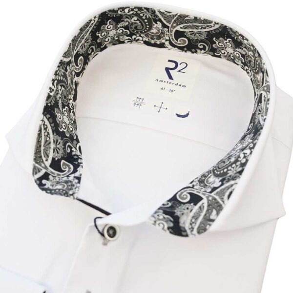 R2 White Shirt with Paisley Trim collar