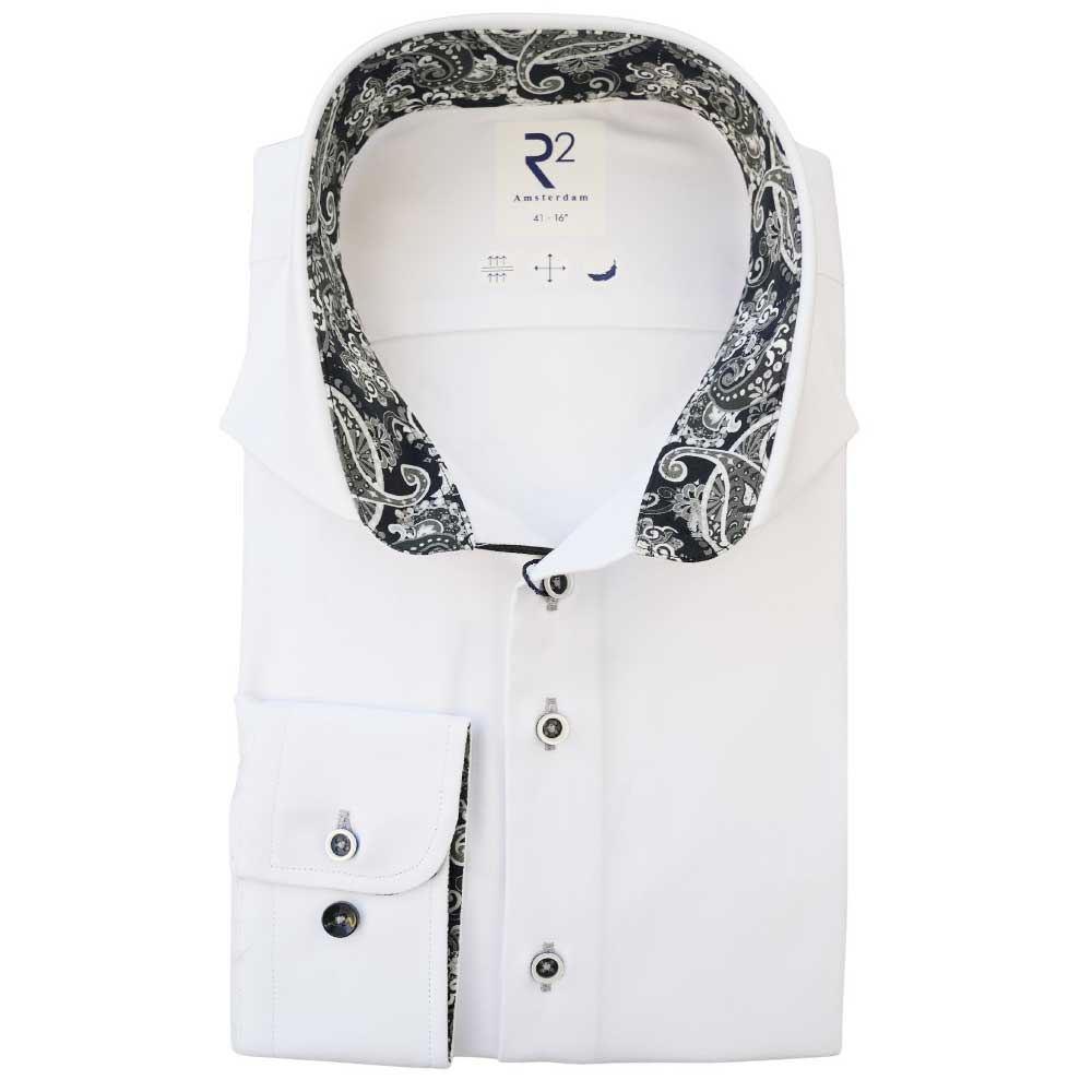 R2 White Shirt with Paisley Trim