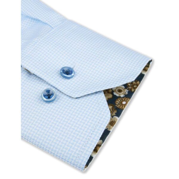 STENSTROMS Light blue Contrast Micro Check Shirt 2