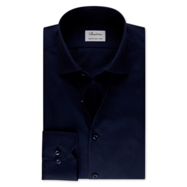 STENSTROMS Navy Checked Twill Shirt