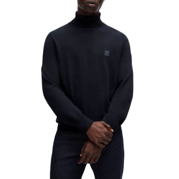 BOSS Rollneck Regular fit Navy Sweater in Cotton and Cashmere 2