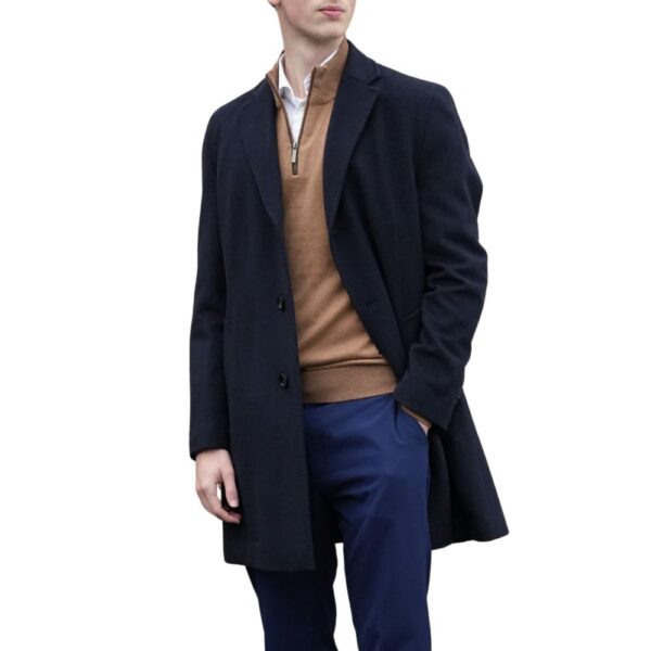 Bugatti Navy Wool Overcoat 2