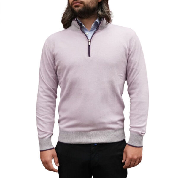 CODICE Wool Cashmere Soft Lilac Half Zip Sweater 1