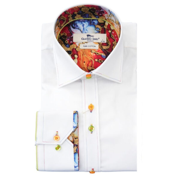 Claudio Lugli Psychedelic Patterned White Shirt