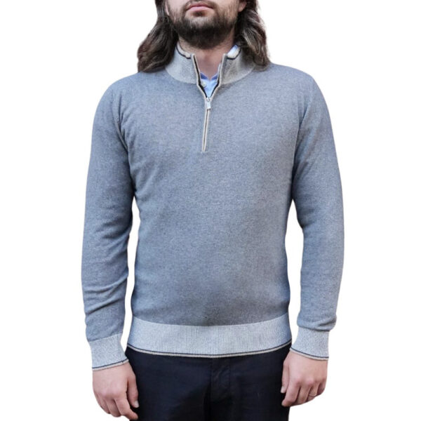 Codice Wool Cashmere Grey Half Zip Sweater