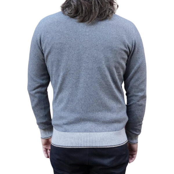 Codice Wool Cashmere Grey Half Zip Sweater back