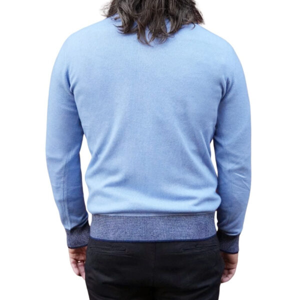 Codice Wool Cashmere Light Blue Half Zip Sweater detail back